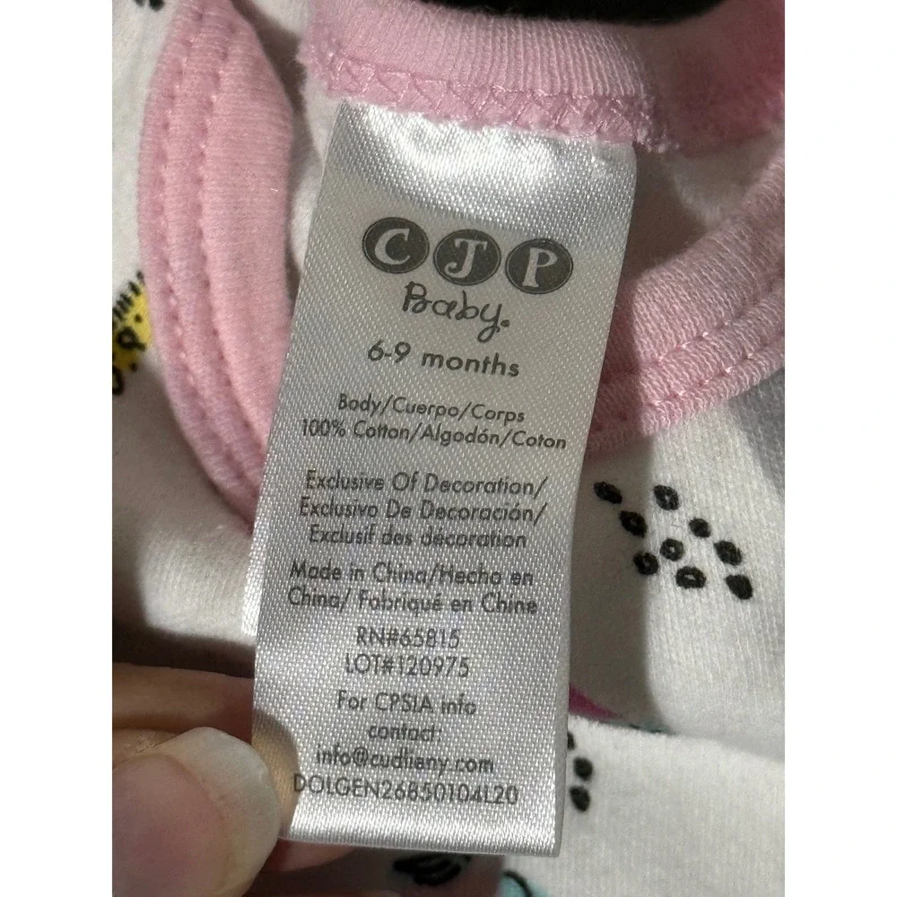 CJP Baby 4pc Outfit Set 6-9 Months Pink Unicorn Hooded Cardigan Bodysuits Dress
